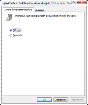Lokale Sicherheitsrichtlinie aktivieren