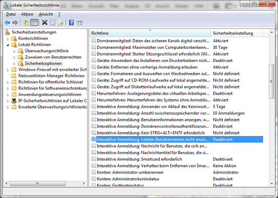 Lokale Sicherheitsrichtlinie