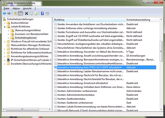 Lokale Sicherheitsrichtlinien